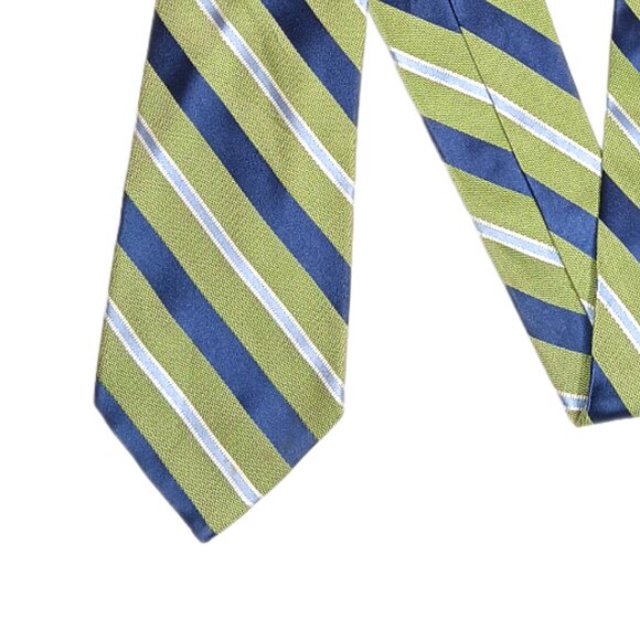 Tommy Hilfiger Silk Repp Tie Men’s 61.5” Green Blue Stripe Designer Classic New - Picture 1 of 4